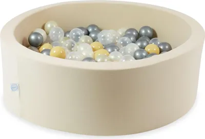 Produktbild von Bällebad 90x30 beige – Mit 200 Bällen / transparent, Meerjungfraueneffekt, Hellgold, Silber, Beige