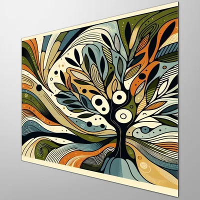 Productafbeelding van Abstract schilderij - Olijfboom kunst - Muurdecoratie - Uniek ontwerp - 50x50 cm - Abstract