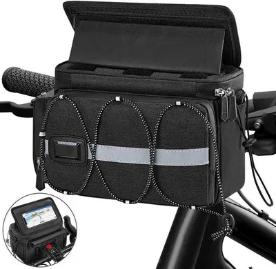 Produktbild von E-Bike Stuurtas mit Adapter, 6L Fahrradtas mit Handyhalter, Touchscreen, Regenabdeckung