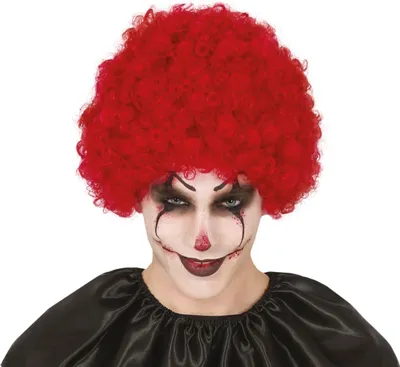 Obrázok produktu pre Klaun Halloween Paruka Červený kostým Krátky kučeravý účes na párty Zábavné podujatie Karnevalová téma, Farba: červená