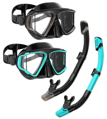 Image de Masque de plongée tuba set adulte - Verres anti-buée - Tuba sec - Sac en filet