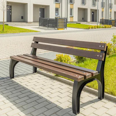 Produktbild von REKORD Split Palisander Gartenbank 170 x 56 x 75 cm Massivholz Skandinavische Fichte & Gusseisen Parkbank Wetterfest