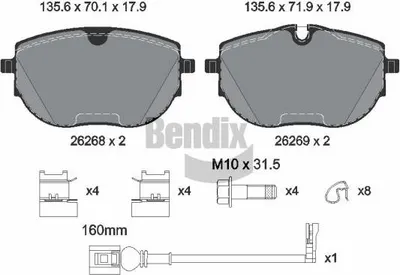 Obrázek produktu pro Brzdové destičky BENDIX, kotoučové brzdy, sada x BPD2491