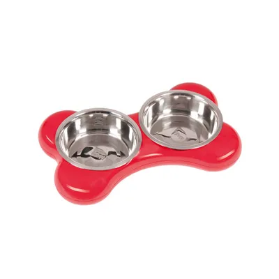 Produktbild von Karlie Flamingo The Bone Bowl Doppelnapf - 2 x 1.500 ml Rot