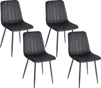 Obrázek produktu pro BELIANI Sada 4 jídelních židlí černá samet železné nohy prošívaný design moderní styl jídelna