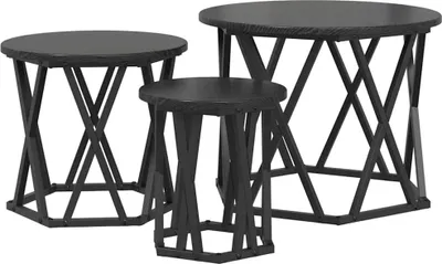 Immagine prodotto di vidaXL Set di 3 tavolini impilabili, nero, effetto legno di quercia
