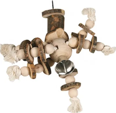 Produktbild von Karlie Käfighänger Seil mit Holz - Vogelspielzeug - Holz/Baumwolle - Natur/Beige - 22x20 cm