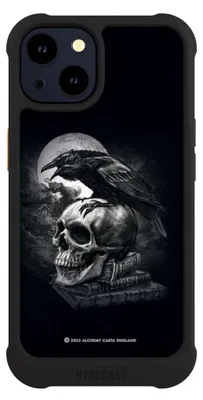 Produktbild von NIVOCASE Hülle für Apple iPhone 14 Stoßfeste Handyhülle NIVOmax Case Schwarz Rabe Schädel Totenköpfe