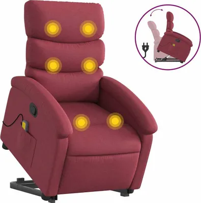 Produktbild von vidaXL Massagesessel mit Aufstehhilfe Weinrot Stoff
