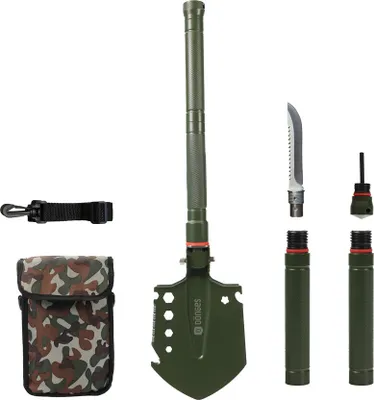 Produktbild von Dönges Multifunktionaler Klappspaten All-in-One, in Camouflage Tasche, olivgrün