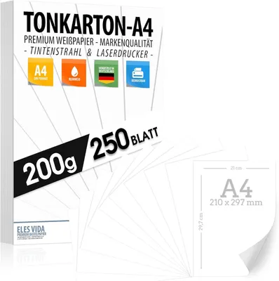 Produktbild von Druckpapier A4 200 g/m², 250 Blatt, weiß, für Basteln
