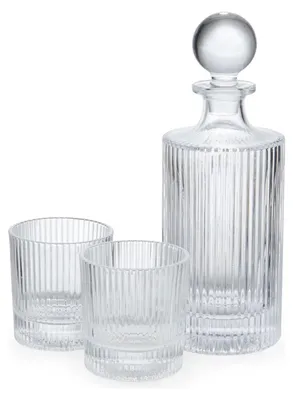 Zdjęcie produktu dla Barcraft Karafka do whisky 750 ml z 2 szklankami 270 ml - zestaw szklanek Elegancka szklanka do whisky, ginu lub wina, idealny prezent dla miłośników alkoholi.