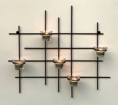 Zdjęcie produktu dla DanDiBo świecznik ścienny na tealight metalowy świecznik 5XXL świecznik ścienny na tealight 50 cm świecznik ścienny świecznik ścienny dekoracja ścienna