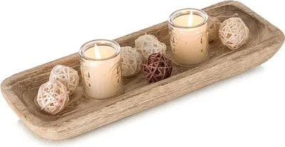 Produktbild von Holz Dekoschale - rechteckiges Holztablett für Tischdekoration