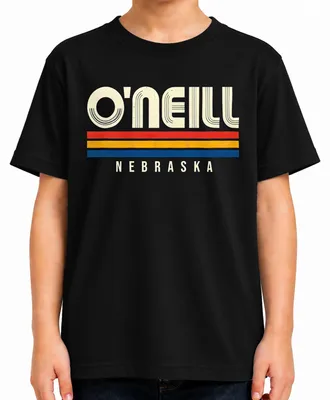 Produktbild von O'Neill Nebraska Vintage Retro 70s 80s Style Streifen USA Amerika Kinder T-Shirt, Schwarz, 128