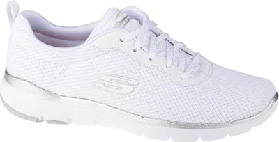 Zdjęcie produktu dla Skechers Flex Appeal 3.0 13070-WSL Trenerzy, Damskie, Biały/Si Textile, NOWOŚĆ, Lekkie - Trenerzy damscy, Biały