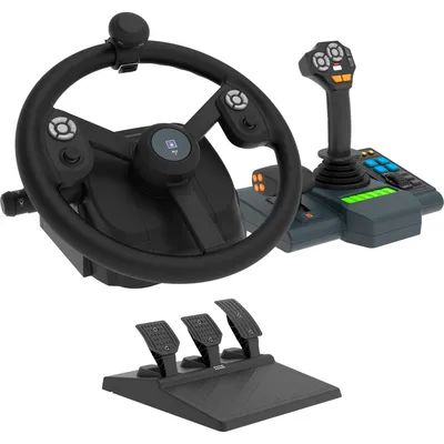 Produktbild von Hori Farming Vehicle Control System für Windows 11/10, Lenkrad + Pedale + Joystick, PC, 900°, Kabelgebunden, USB, Schwarz