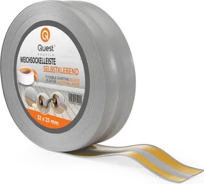 Produktbild von QUEST Selbstklebende PVC-Sockelleiste 32x23mm grau, 1m