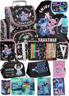 Produktbild von 12tlg Lilo und stitch Schulranzen set Rucksack Federtasche Sportbeutel Trinkflasche Brotdose schultasche Tornister fur madchen