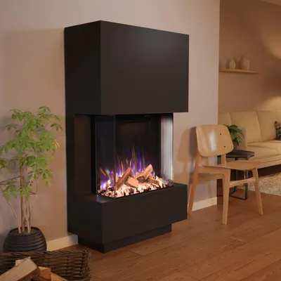 Produktbild von Glow Fire Elektrokamin 'PR14' in Schwarz | LED Standkamin in Schwarz mit Heizung (1500 W) | HxBxT: 150x85x35cm