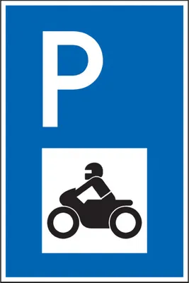 Produktbild von Dreifke® Parkplatzschild mit Motorradsymbol, spitze Ecken, Aluminium, 400x600mm