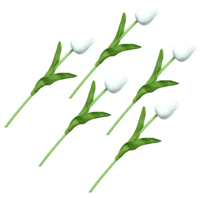 Produktbild von 5 künstliche Tulpen aus Kunstleder, realistische Haptik, künstlicher Blumenstrauß, künstliches Blumenarrangement für Hochzeiten, Frühlingsdekorationen, Zuhause, Büro, Partys