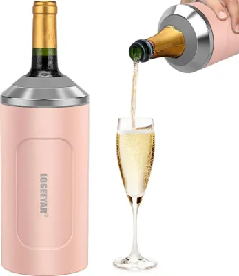 Produktbild von Weinkühler mit Deckel aus Edelstahl für Wein und Champagner, 750ml, Rosa