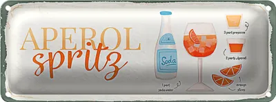 Produktbild von Blechschild Rezept Aperol Spritz Cocktail Recipe 27x10cm Dekoration