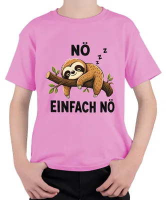 Immagine prodotto di Maglietta per bambini, rosa, con scritta "No", "Semplicemente no", "Bradipo che dorme", "Pigro", "Dichiarazione", "Sarcasmo", taglia 128