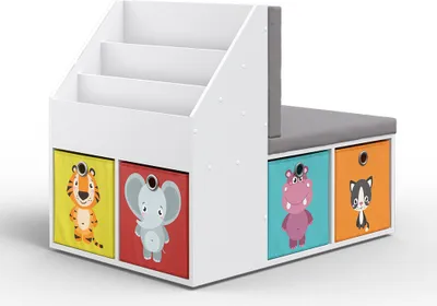 Produktbild von Kinderregal Vicco Onix Weiß 97.1 x 78.4 cm mit 6 Faltboxen bunt, Model 32871