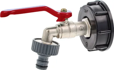 Produktbild von tecuro Kugelauslaufventil mit Steckkupplung und IBC Adapter Grobgewinde S60 x 6