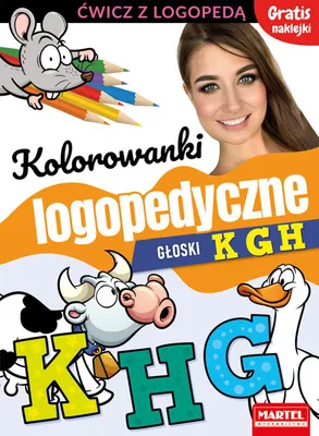 Immagine prodotto di Kolorowanka logopedyczna Głoski K G H z naklejkami dla dzieci
