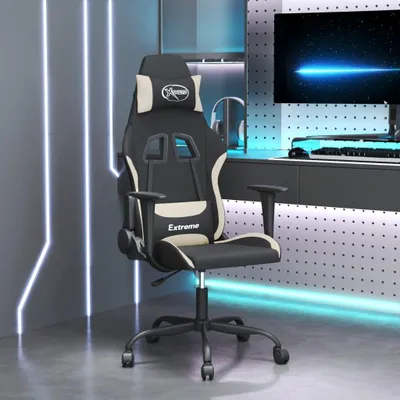 Produktbild von Möbel Gaming-Stuhl Schwarz und Creme Stoff - Bürostühle 3143711