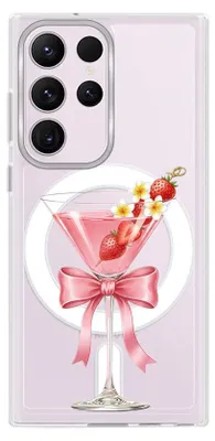 Produktbild von Hartschalenhülle für das Samsung Galaxy S23 Ultra, kompatibel mit MagSafe, transparent, Erdbeercocktail