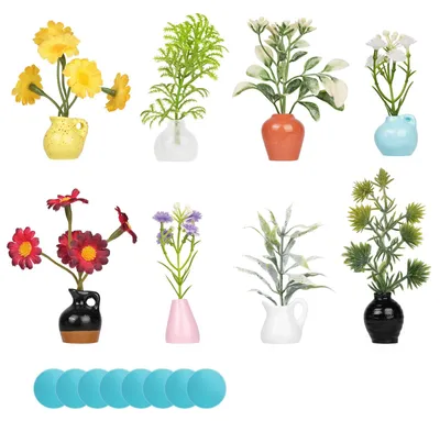 Produktbild von Mini-Vasen Magnete - 8 Stück DIY Keramik-Optik Vasen für Kühlschrank - Dekorative Magnete für Küche und Büro