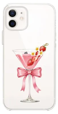 Produktbild von Flexible Hülle für das iPhone 12 Mini, TPU Silikon transparent, Erdbeercocktail