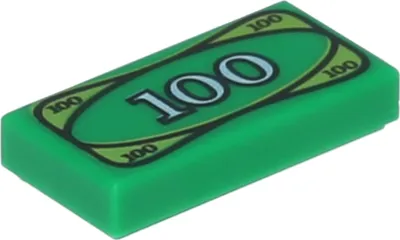 A single LEGO tile designed to look like a 100 dollar bill.