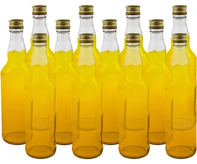 Produktbild von 12er Set Glasflaschen 500ml mit Schraubverschluss - Transparente Saftflaschen aus Glas zum Befüllen & Lagern, wiederverwendbar