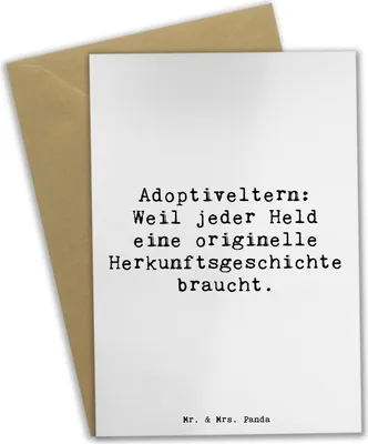Produktbild von Mr. & Mrs. Panda Grußkarte Spruch Adoptiveltern Helden - Weiß - Geschenk, handgemacht, hochzeitskarten, Verwandte, Glück, weihnachtskarten, osterkarte, Geschichten