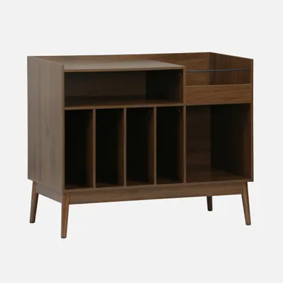 Produktbild von sweeek - Vintage-Möbel für Schallplatten mit Holzdekor - Dunkles Holz