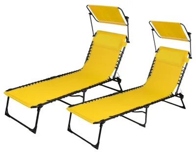 Produktbild von SUNNYDAYS Strandliege mit Sonnendach, Gelb, 56 × 187 × 85 cm, bis 150 kg