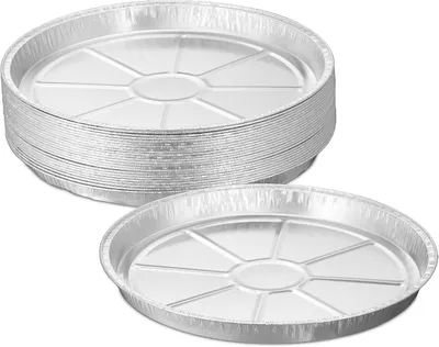 Productafbeelding van Bakvorm aluminium - Set van 25 - H x Ø: 3 x 27,5 cm - Taartvorm - Alu bakjes voor bbq - Ronde ovenschalen - Zilver