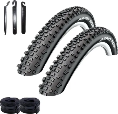Produktbild von 2 x Schwalbe 29" Fahradreifen Rapid Rob Fahrradecke 54-622 (29 x 2,10) + 2 passende Schläuche DV19 inkl. 3 Reifenheber