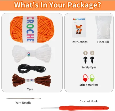 Produktbild von 2-teiliges Häkelset für Anfänger, Tierhäkelset, Bastelset für Erwachsene, Häkelzubehör, Anfänger-Häkelset, DIY-Strickzubehör