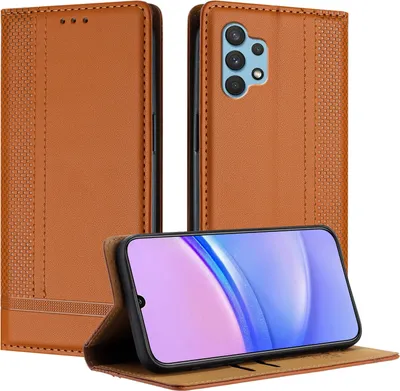 Produktbild von Handyhülle für Samsung Galaxy A32 4G Leder Flip Klappbare Schutzhülle mit Standfunktion Braun