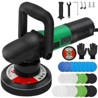 Obrázek produktu pro Leštící stroj na automobily - excentrický lešticí stroj, průměr 9 mm - 900 W - 6 stupňů - 6500 otáček za minutu - pro leštění, voskování a broušení