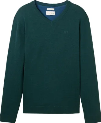 Produktbild von TOM TAILOR BASIC V-NECK KNIT Herren Pullover, Größe:XL, Farbe:36296 Dark Tree Green Melange
