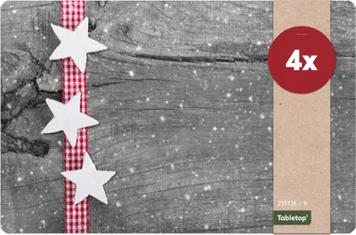 Produktbild von Abwaschbare Tischsets 4er Set Weihnachten Sterne & Holz-Optik