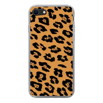 Produktbild von MuchoWow® Handyhülle Schutzhülle Hülle für iPhone SE 2022 Pantherdruck - Orange - Schwarz Silikon Softcase Handy Hülle - Schutzhülle