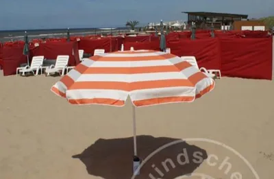 Produktbild von Strandschirm Orange/Weiß Polyacryl-Schirm Ø 180 cm Camping-Schirm